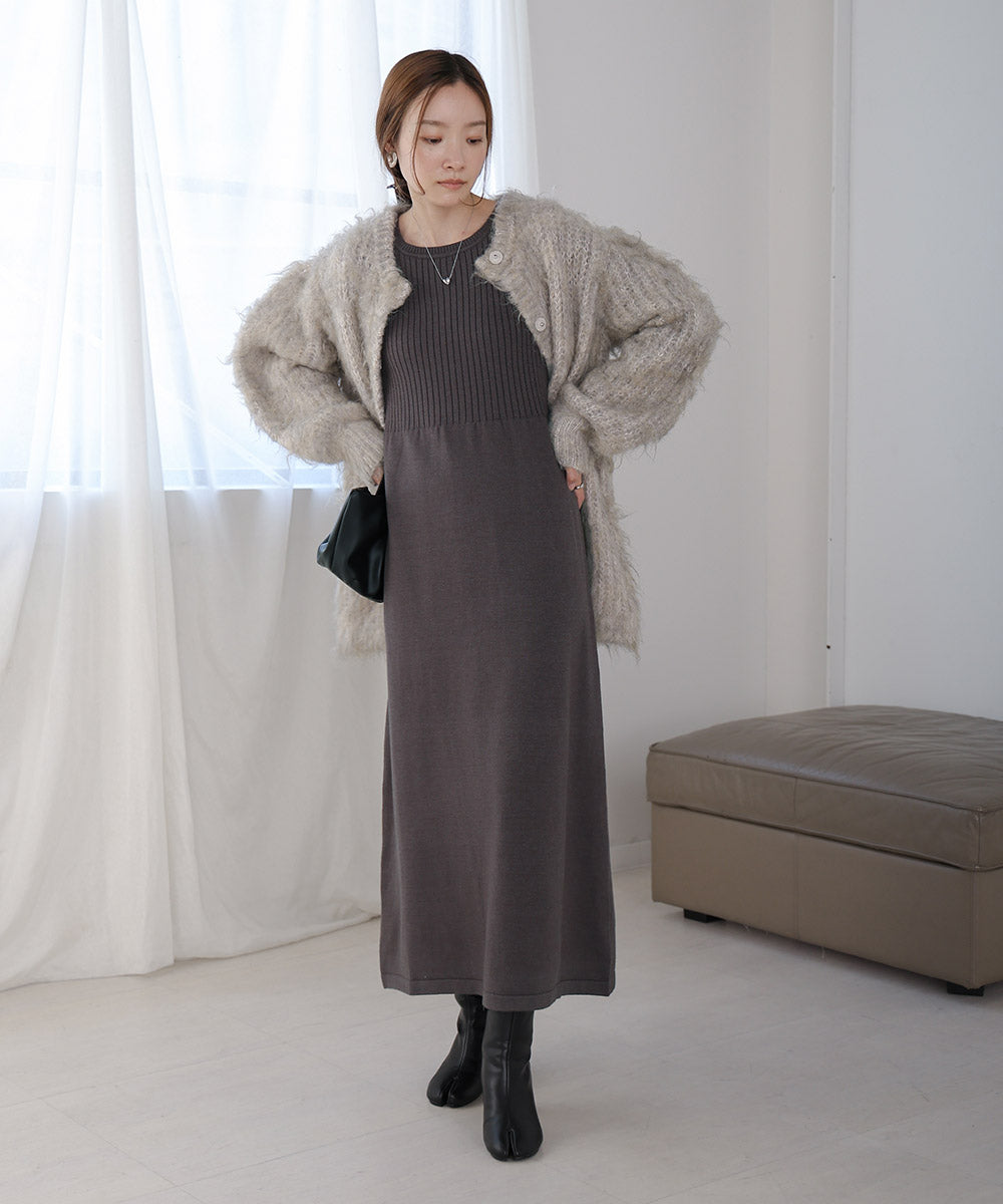 double zip knit set (charcoal) *JP