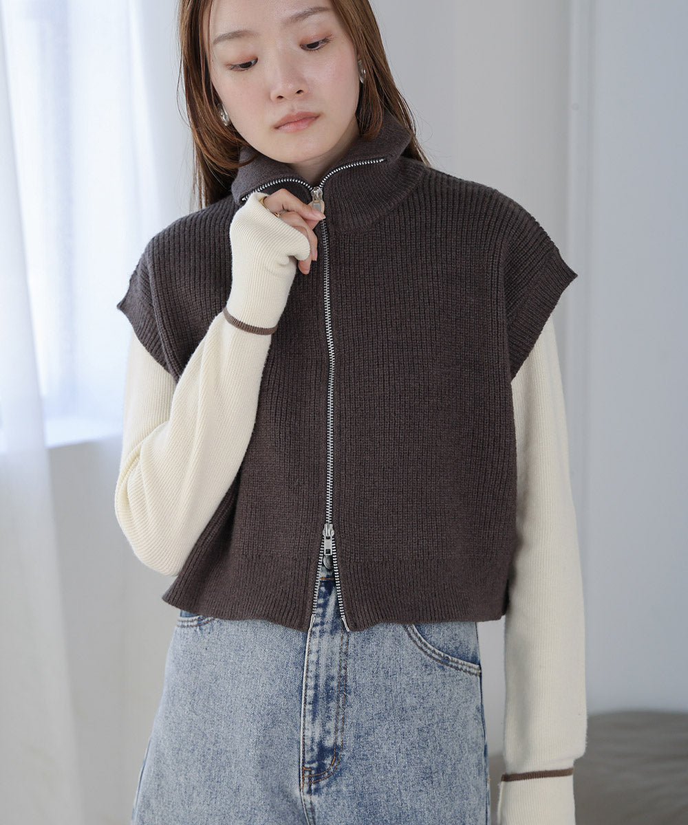 double zip knit set (charcoal) *JP