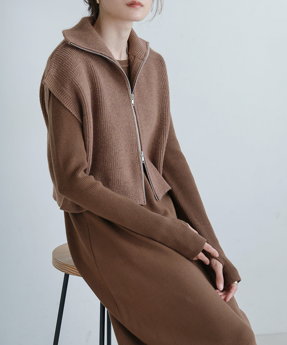 double zip knit set (mocha) *JP