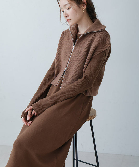 double zip knit set (mocha) *JP