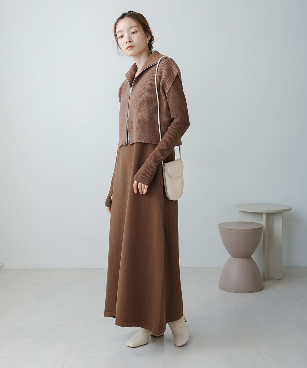 double zip knit set (mocha) *JP