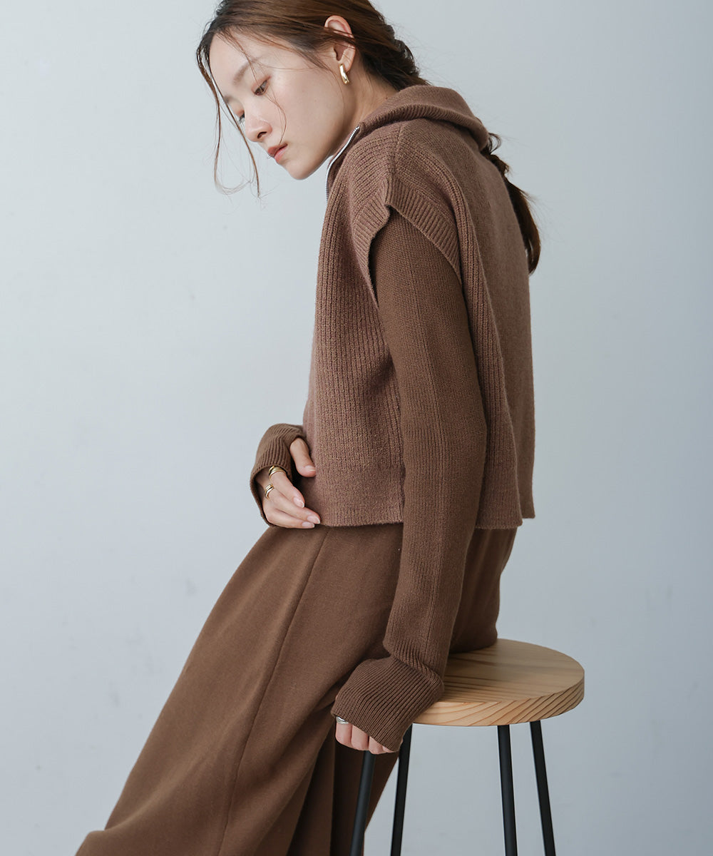 double zip knit set (mocha) *JP