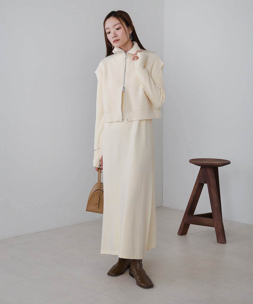 double zip knit set (ivory) *JP