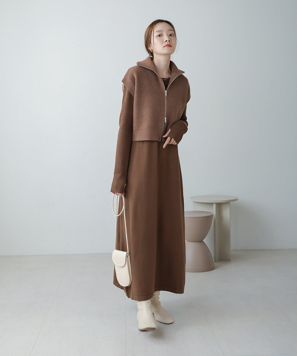 double zip knit set (mocha) *JP