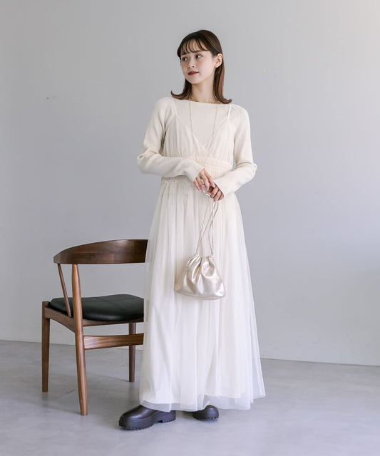 gather tulle sheer ops (ivory) *JP