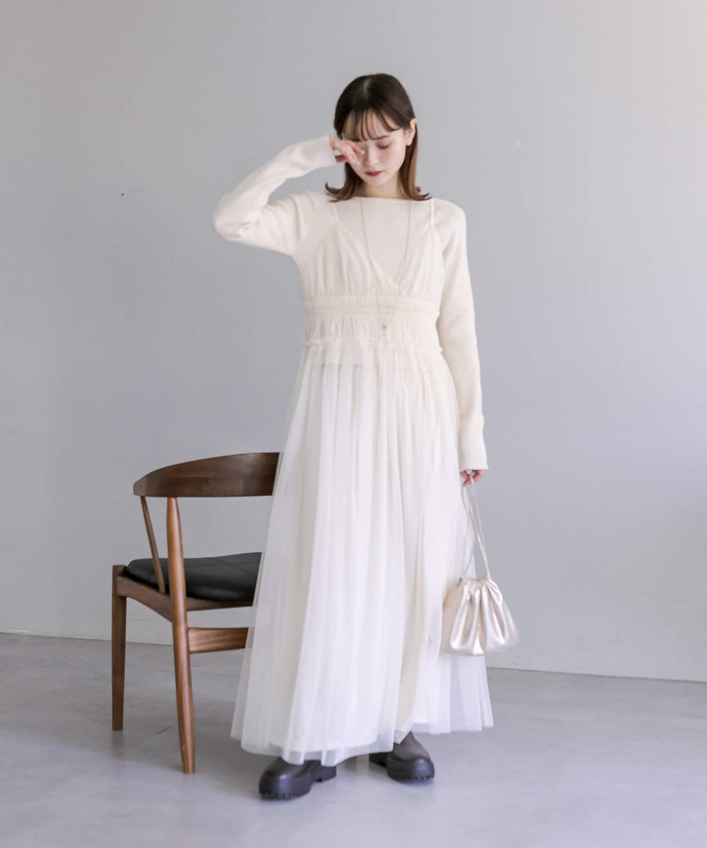 gather tulle sheer ops (ivory) *JP