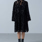 velvet flower mini dress (black) *JP