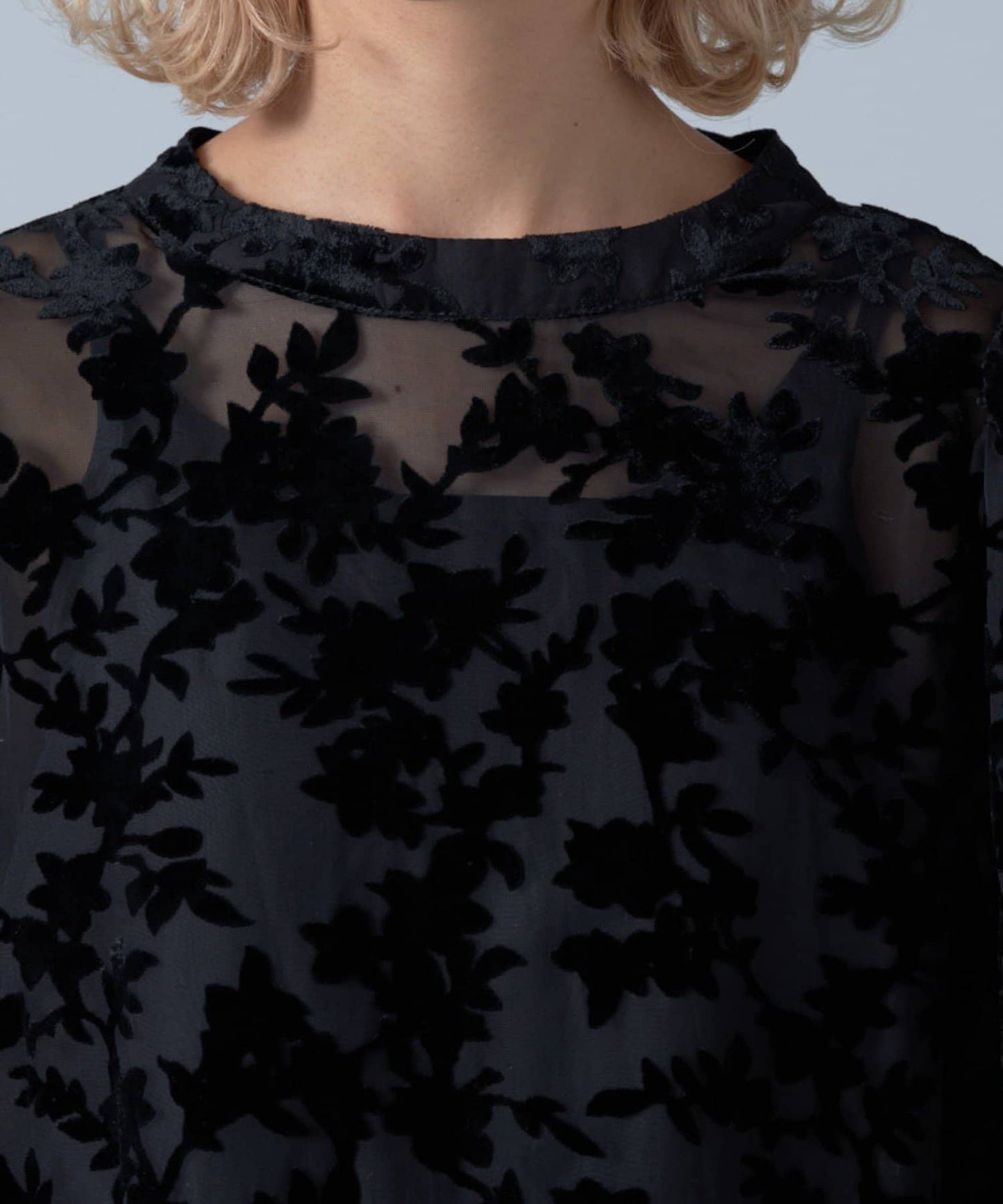 velvet flower mini dress (black) *JP