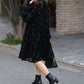 velvet flower mini dress (black) *JP