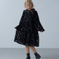 velvet flower mini dress (black) *JP