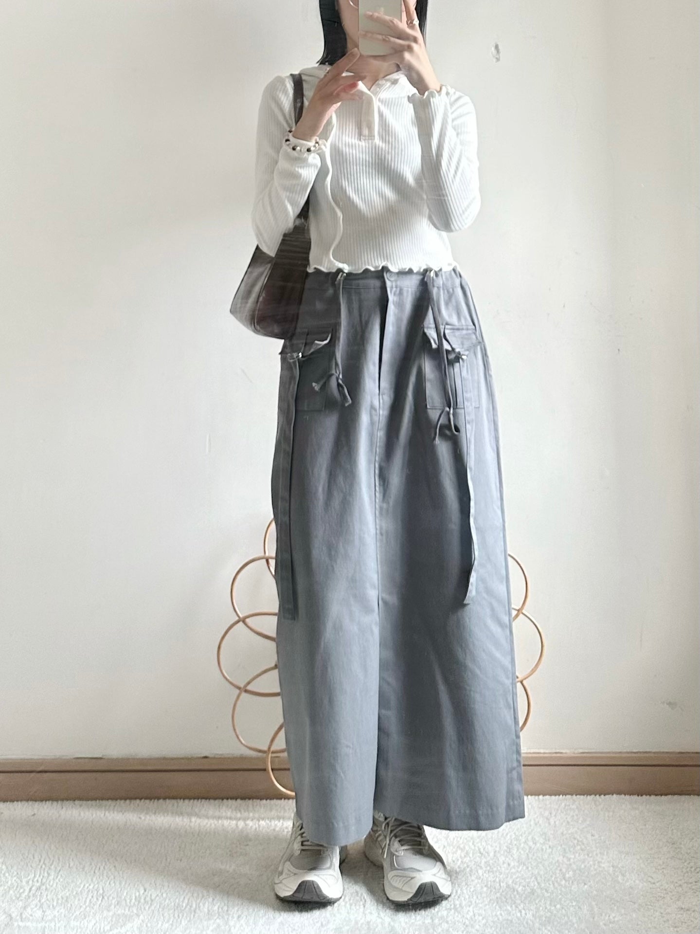 street drawstring skirt (light grey)