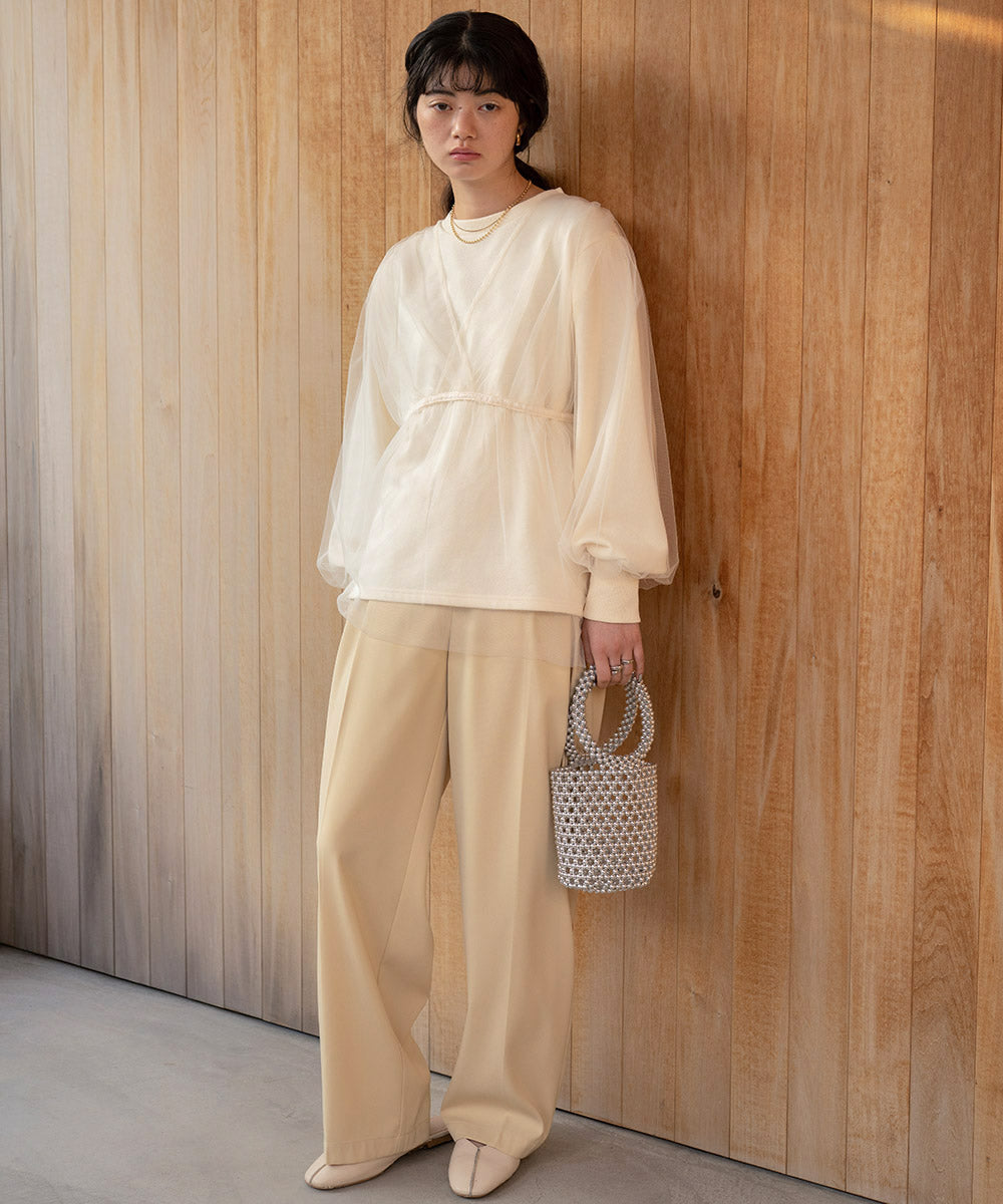 tulle layered sweat (ivory) *JP