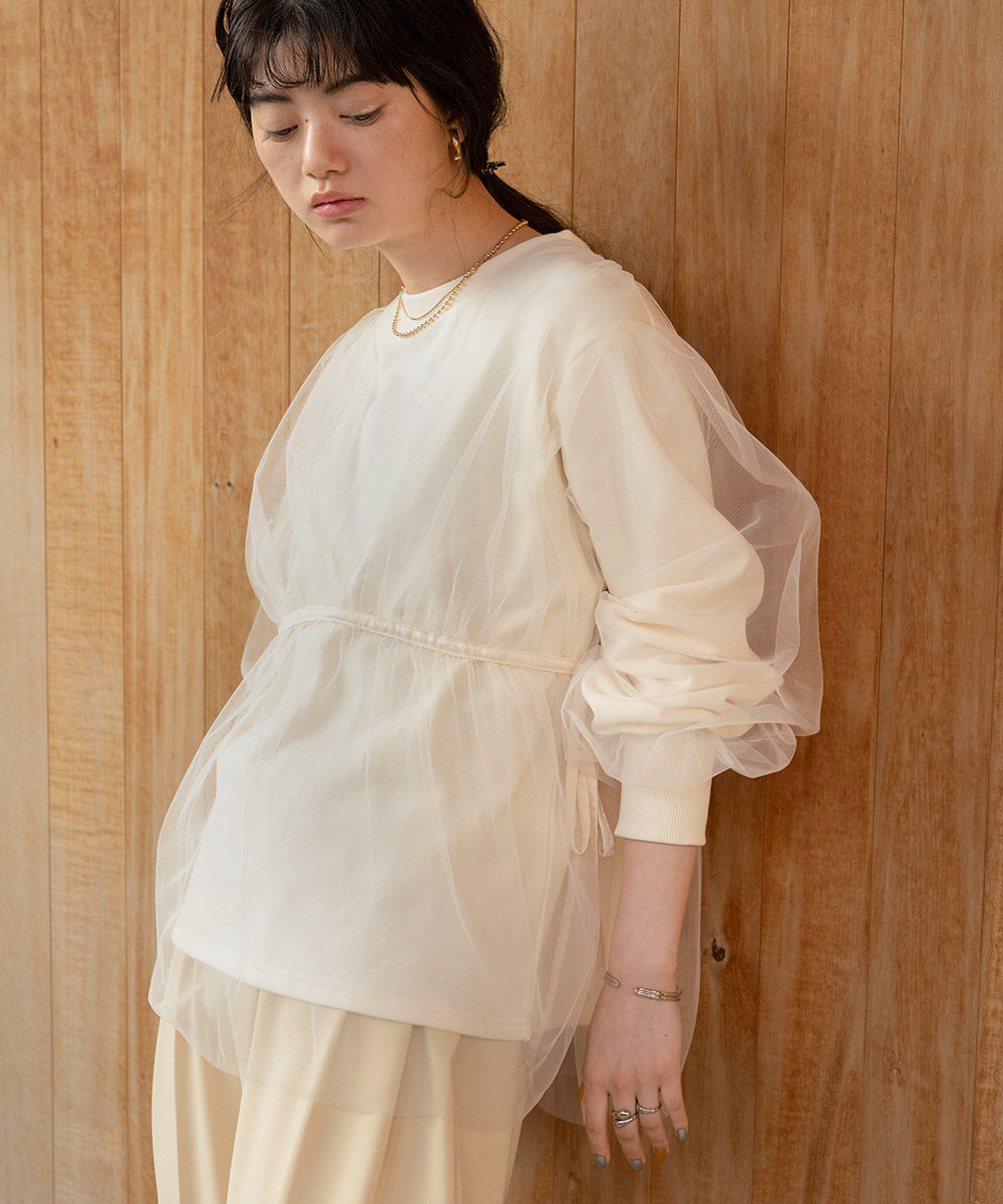 tulle layered sweat (ivory) *JP