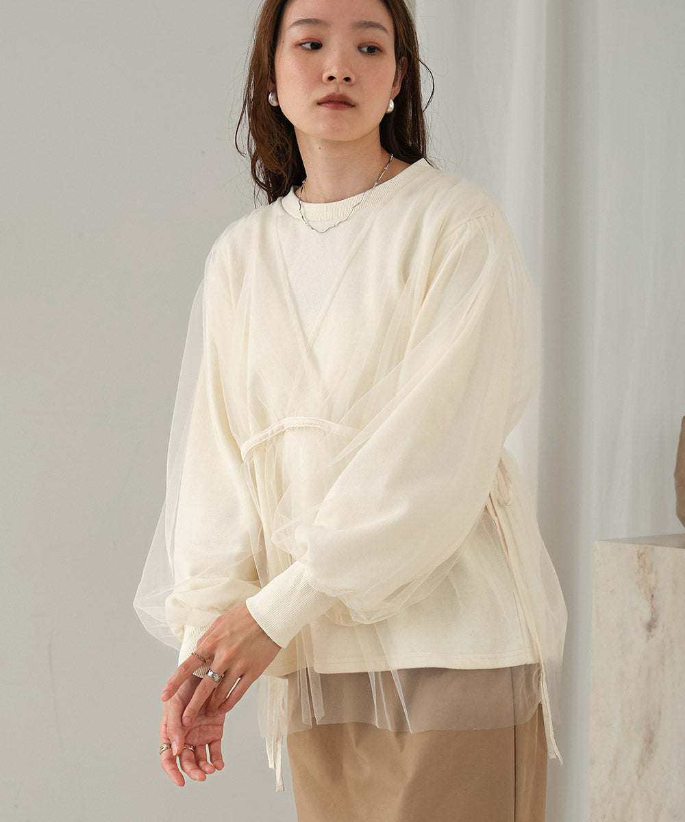 tulle layered sweat (ivory) *JP