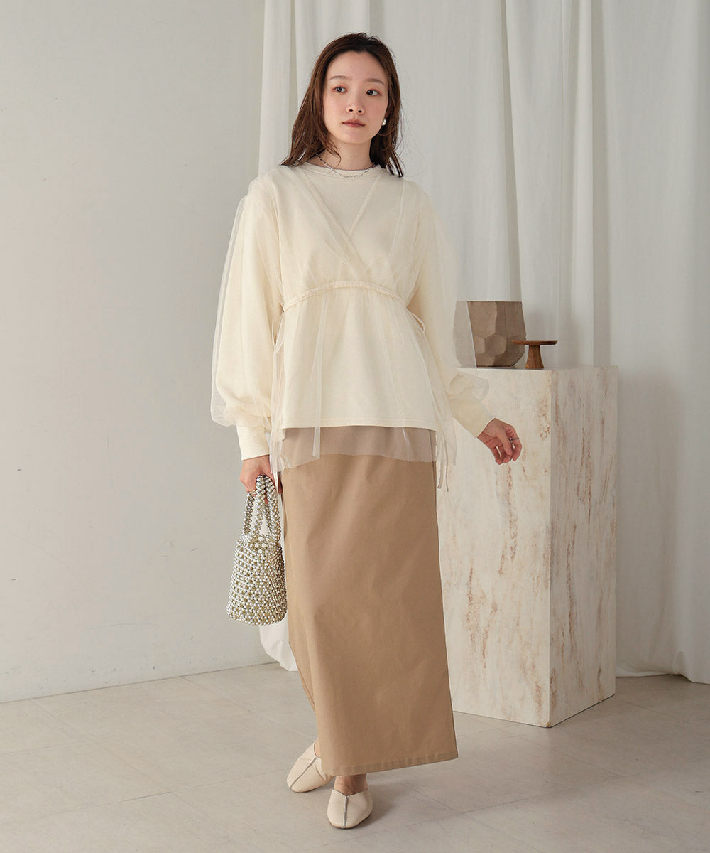 tulle layered sweat (ivory) *JP