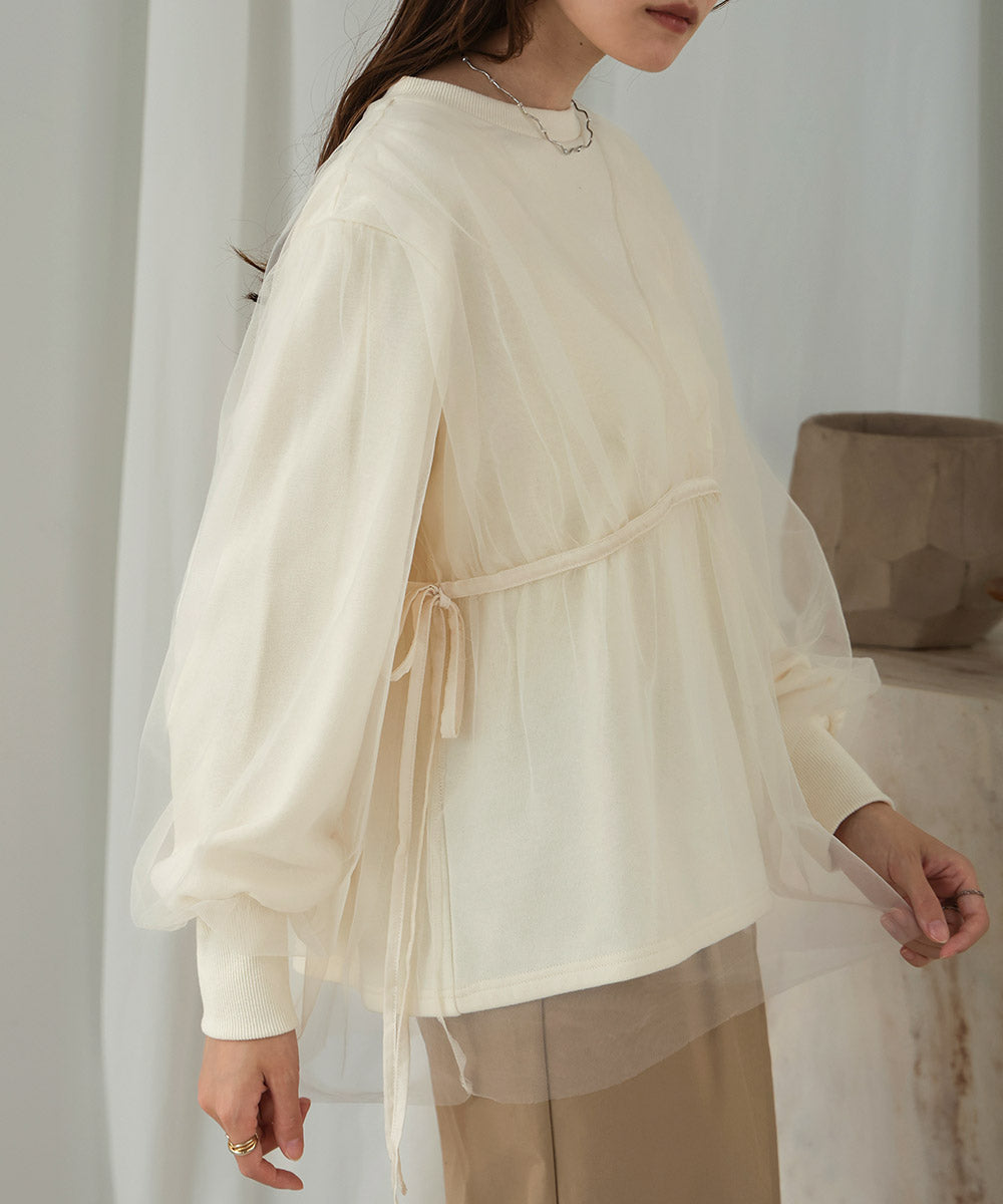 tulle layered sweat (ivory) *JP