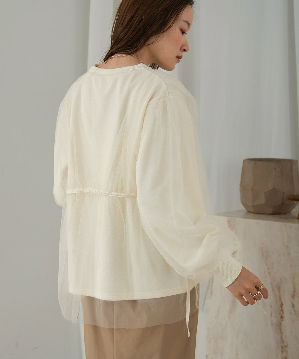 tulle layered sweat (ivory) *JP