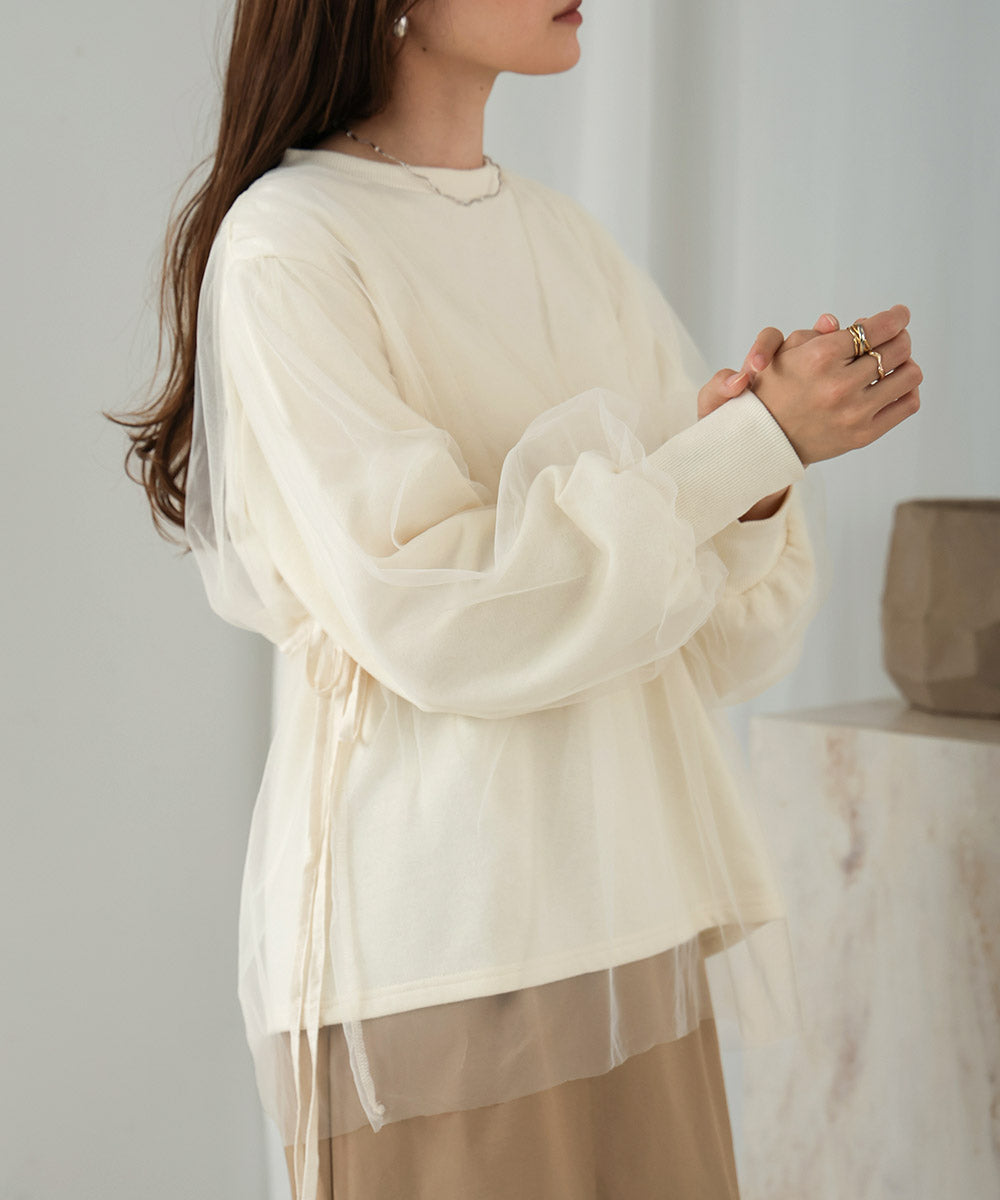 tulle layered sweat (ivory) *JP