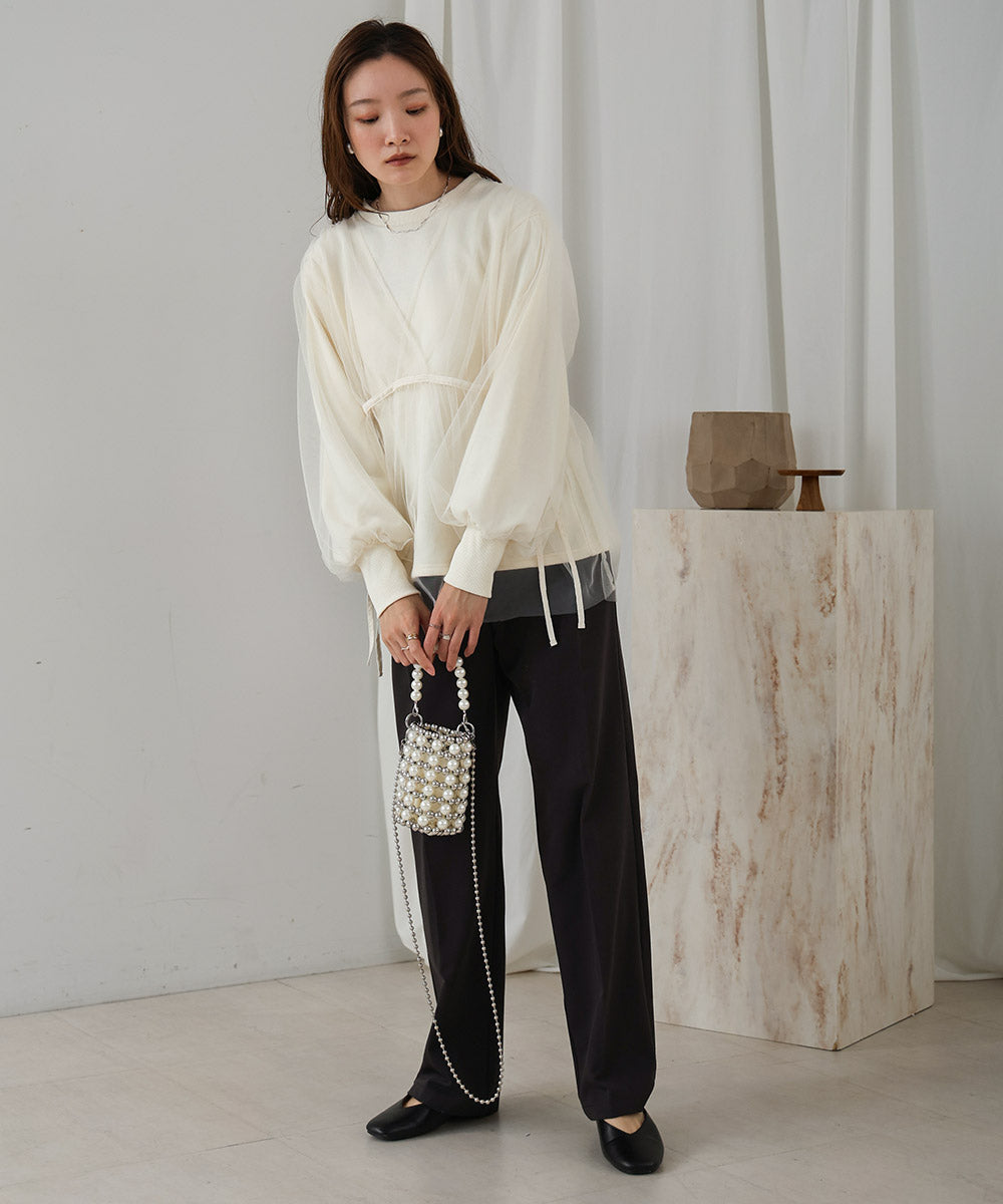 tulle layered sweat (ivory) *JP