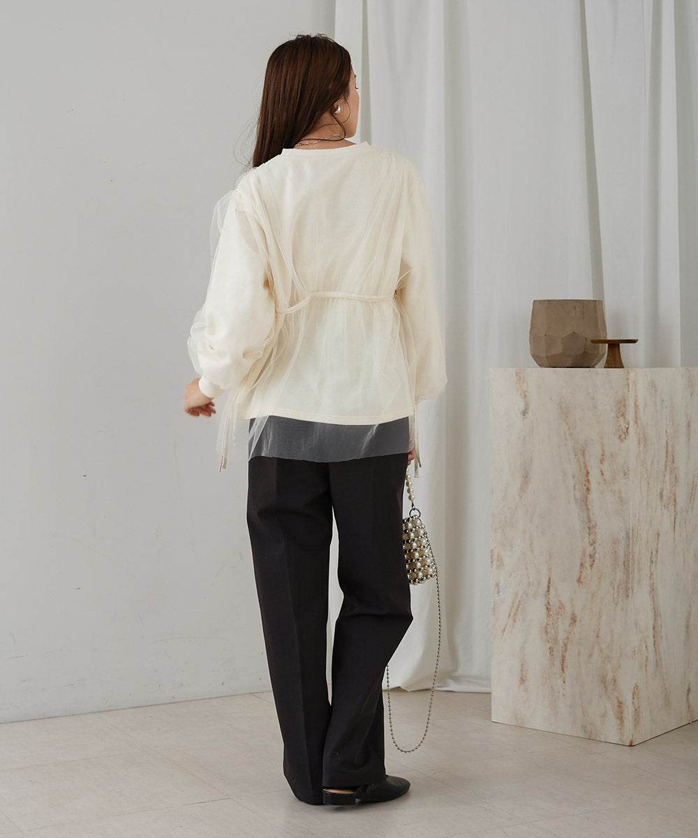 tulle layered sweat (ivory) *JP