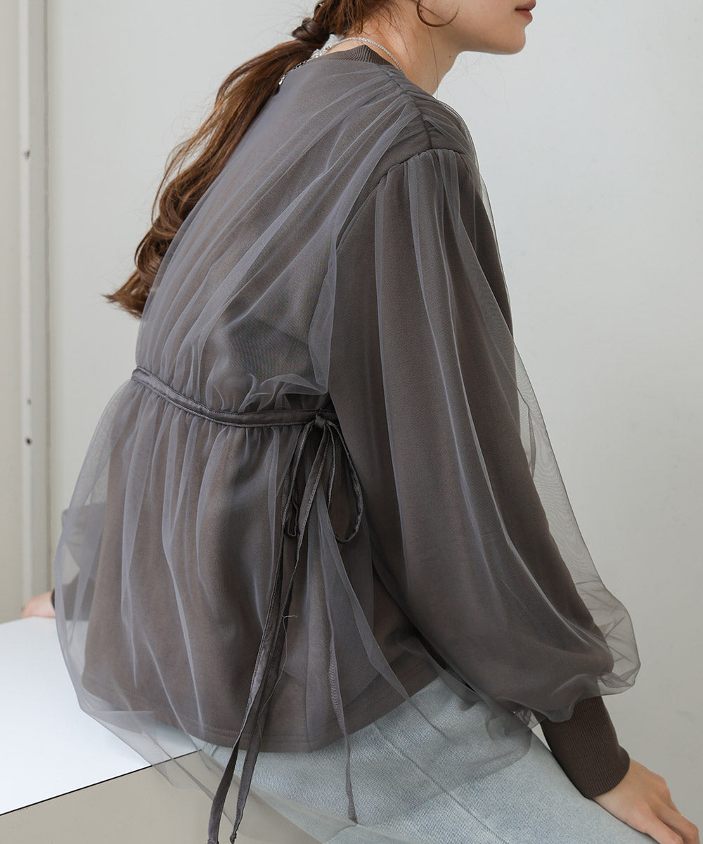 tulle layered sweat (charcoal) *JP