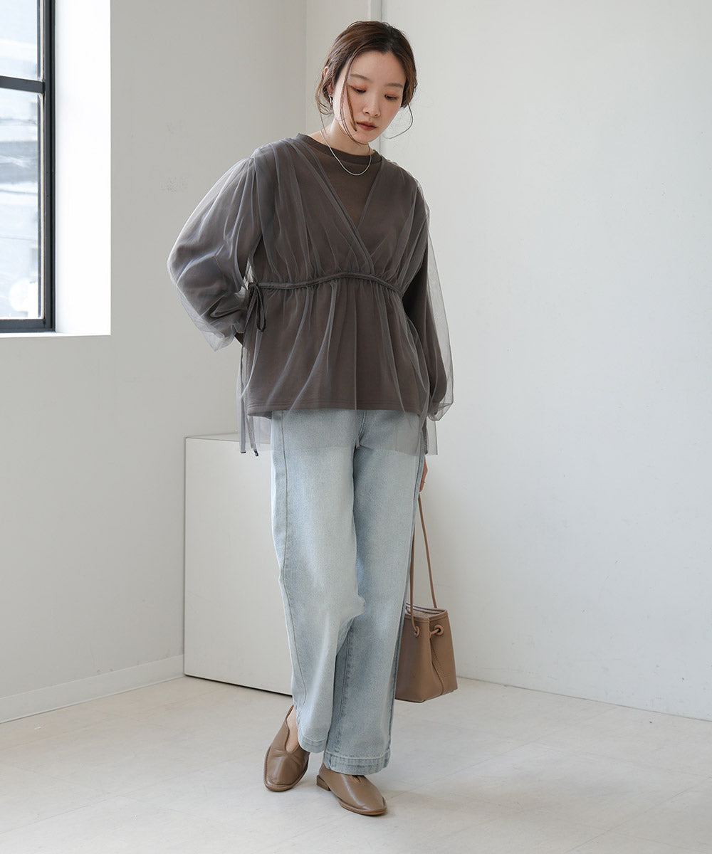 tulle layered sweat (charcoal) *JP