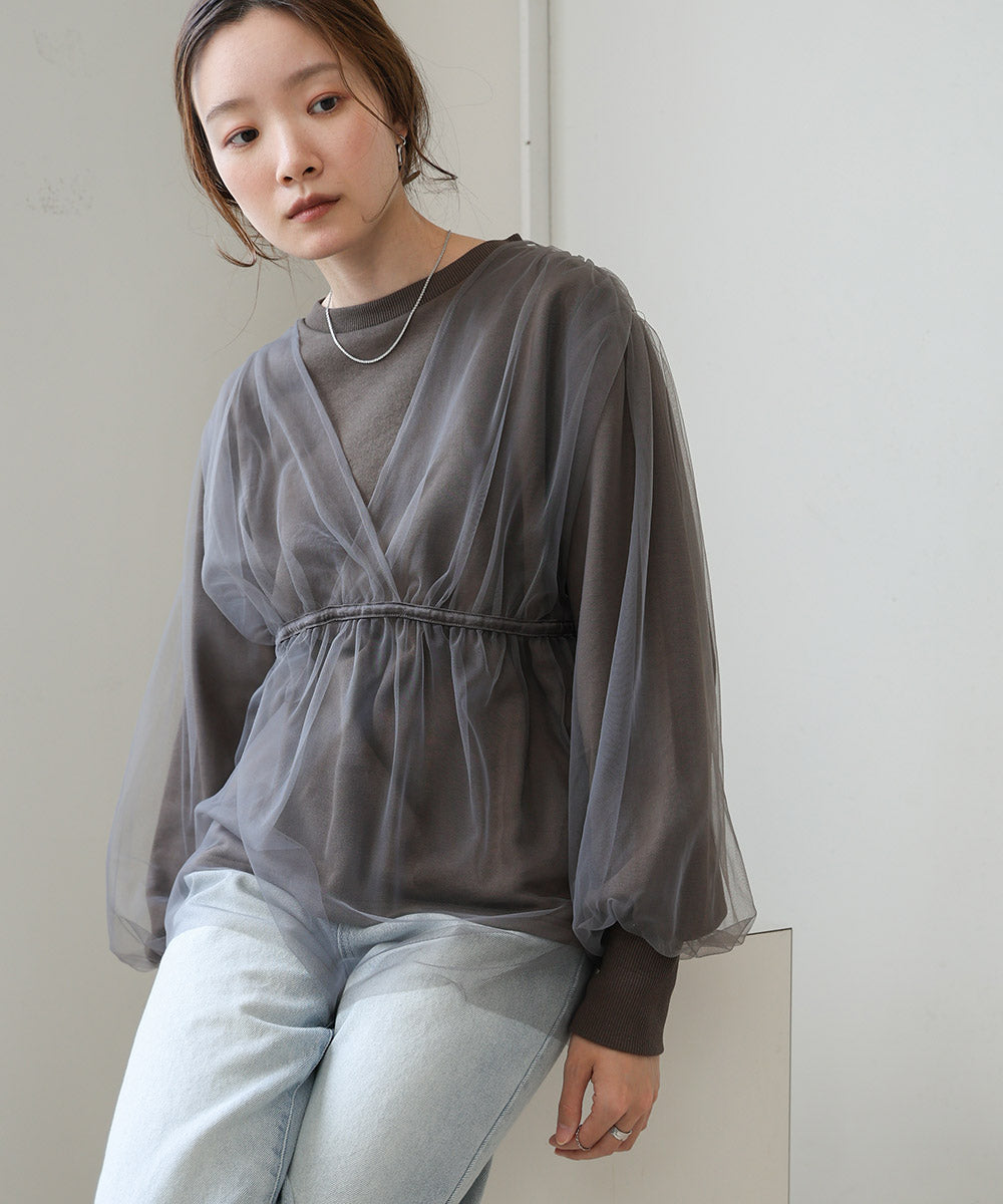 tulle layered sweat (charcoal) *JP