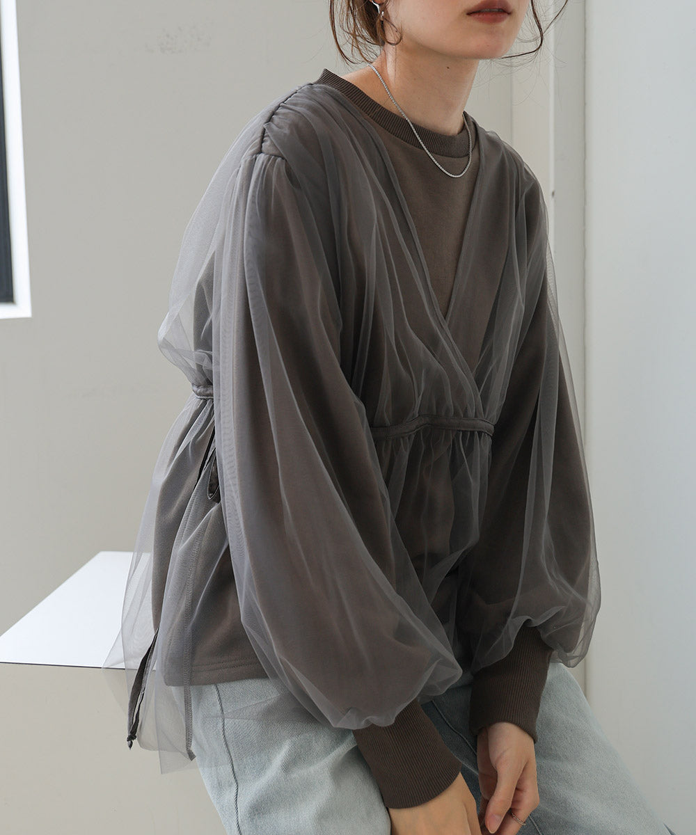 tulle layered sweat (charcoal) *JP