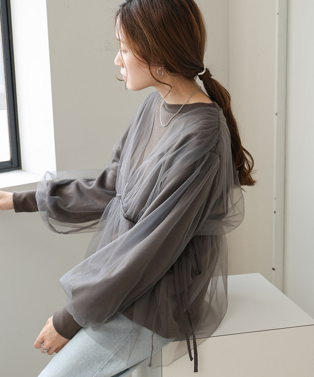 tulle layered sweat (charcoal) *JP