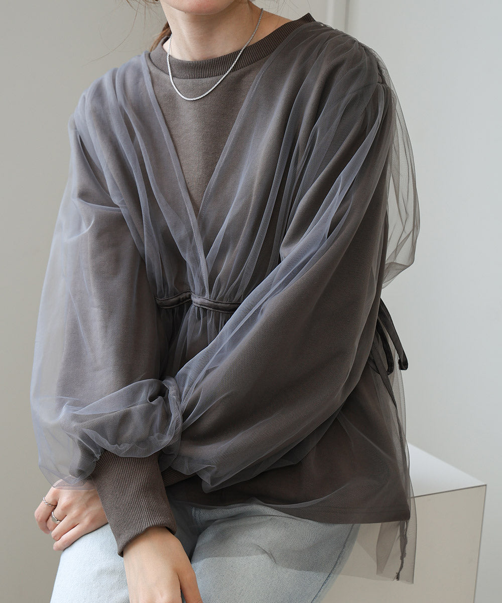 tulle layered sweat (charcoal) *JP