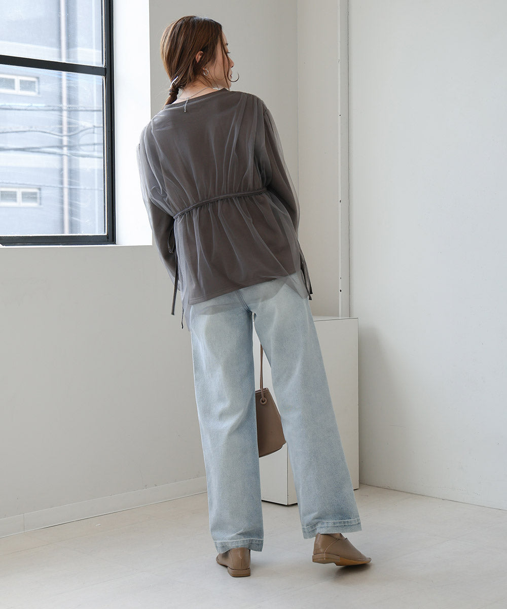 tulle layered sweat (charcoal) *JP