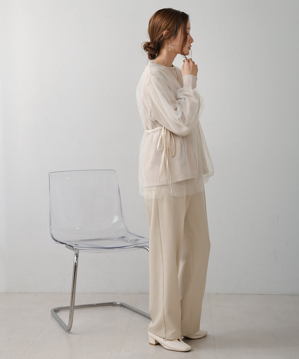 tulle layered sweat (beige) *JP