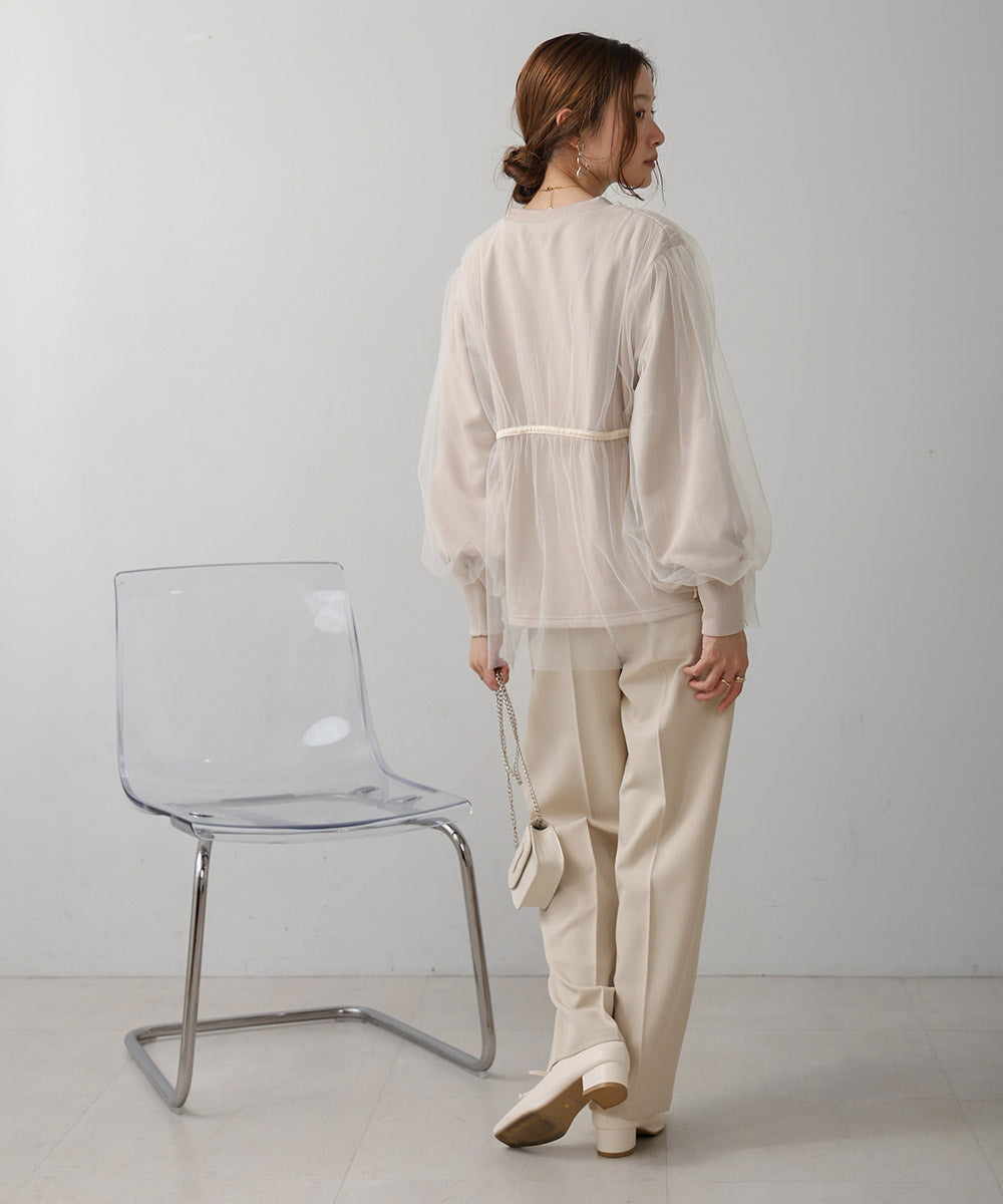 tulle layered sweat (beige) *JP