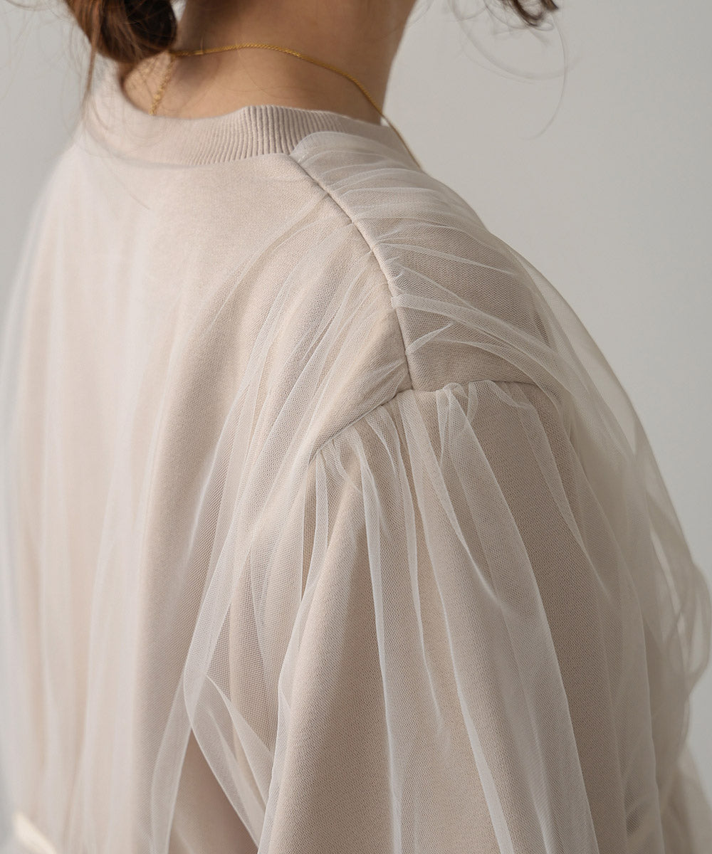 tulle layered sweat (beige) *JP