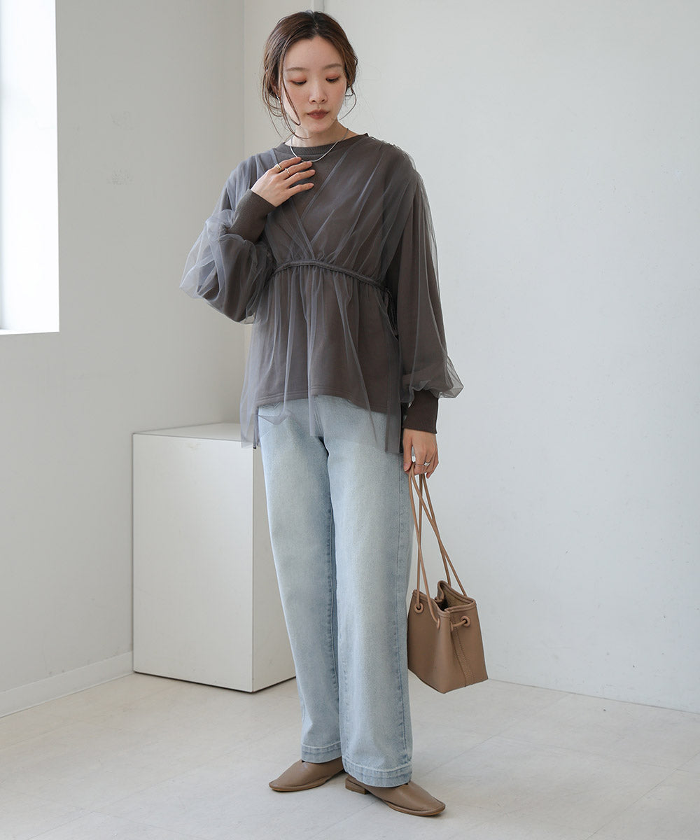 tulle layered sweat (charcoal) *JP