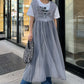 shirring tulle 2way dress (grey) *JP