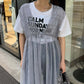 shirring tulle 2way dress (grey) *JP