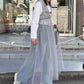 shirring tulle 2way dress (grey) *JP