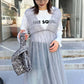 shirring tulle 2way dress (grey) *JP