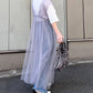 shirring tulle 2way dress (grey) *JP