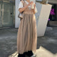 shirring tulle 2way dress (beige) *JP