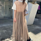 shirring tulle 2way dress (beige) *JP