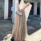 shirring tulle 2way dress (beige) *JP