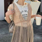 shirring tulle 2way dress (beige) *JP