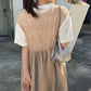 shirring tulle 2way dress (beige) *JP