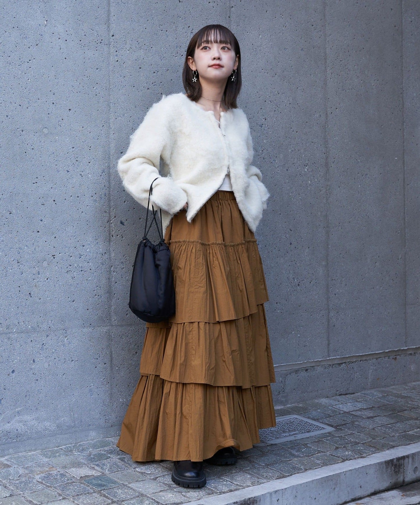 volume tiered skirt (caramel) *JP