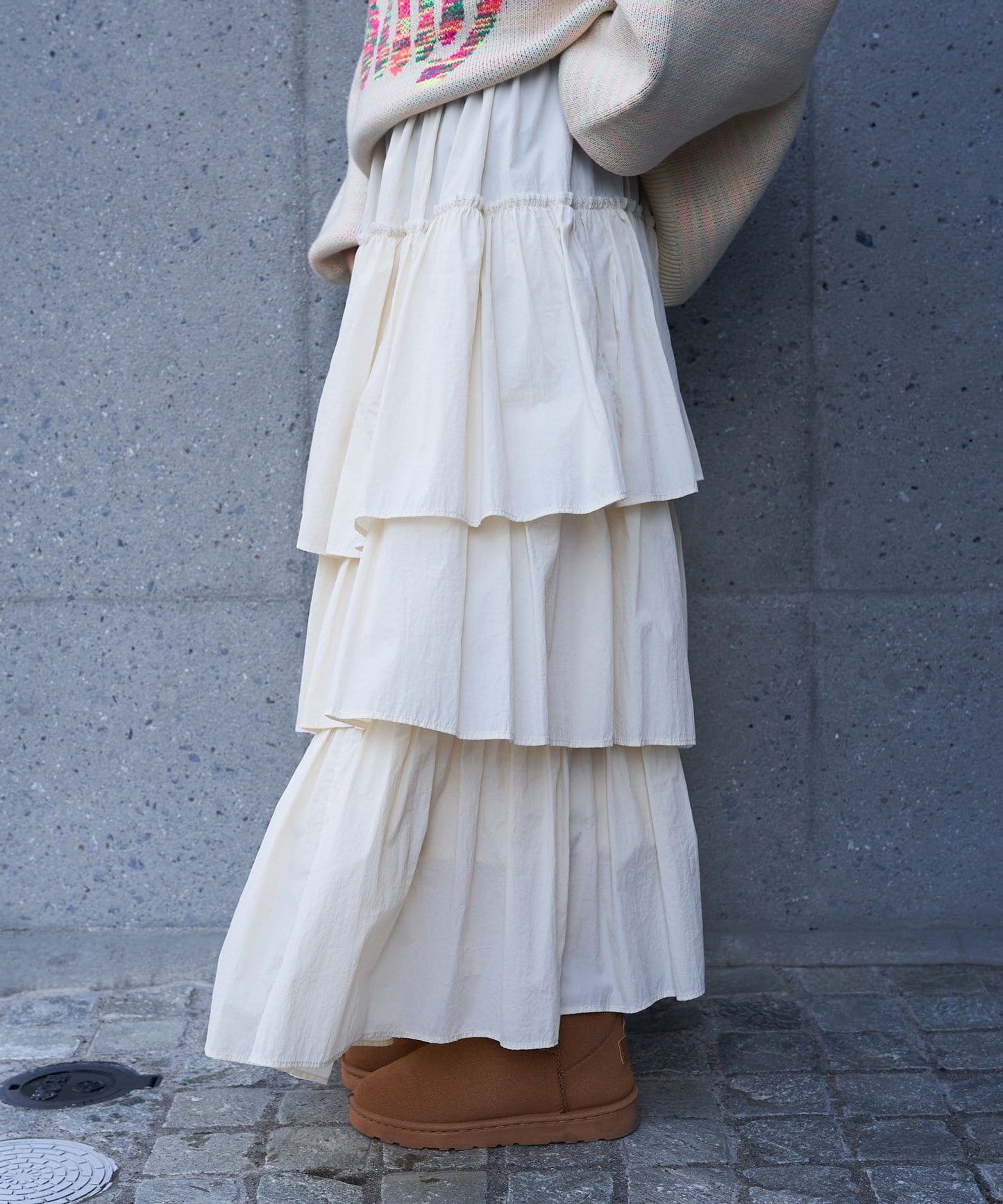 volume tiered skirt (white) *JP