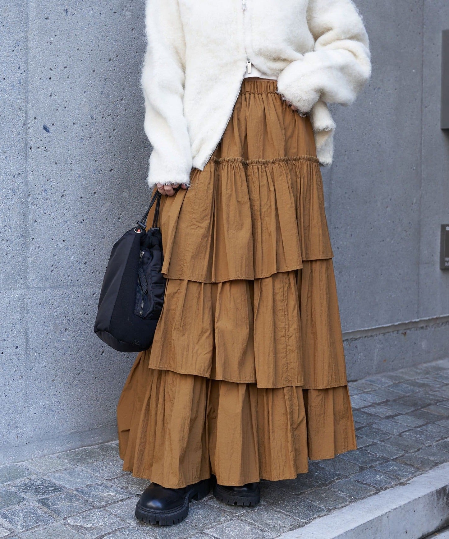 volume tiered skirt (caramel) *JP