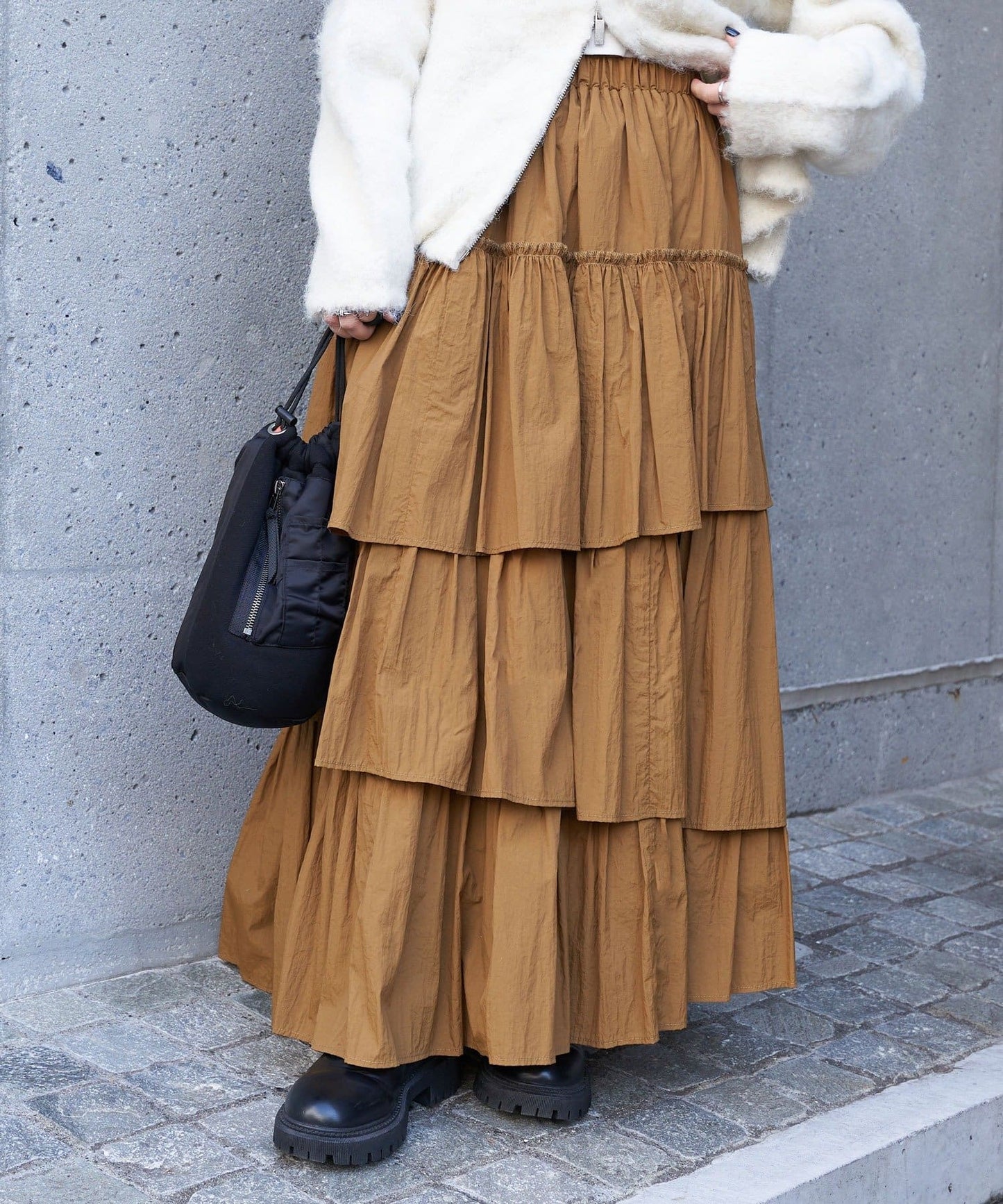 volume tiered skirt (caramel) *JP