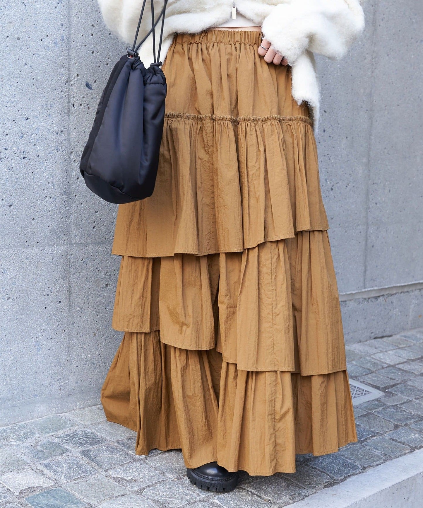 volume tiered skirt (caramel) *JP